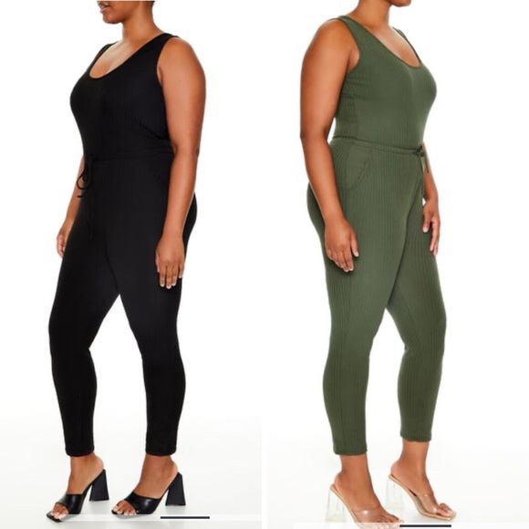 FOREVER 21+ 1X XXL Set Of 2 Knit Catsuit One Piece Black Olive Green NET R$56 - Picture 1 of 7
